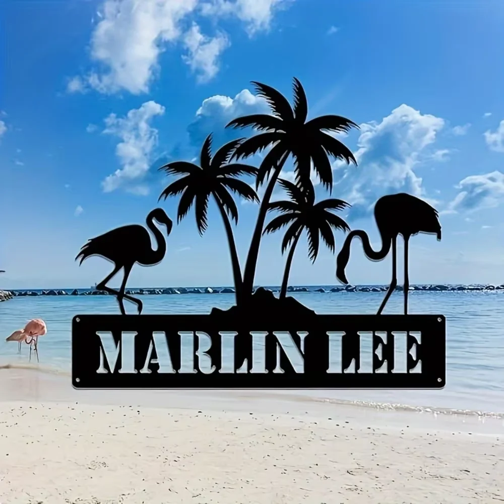 

Exclusive Personalizable Flamingo Metal Sign. Durable, Waterproof, for Indoor/Outdoor. Ideal for Patio, Housewarming Gift.