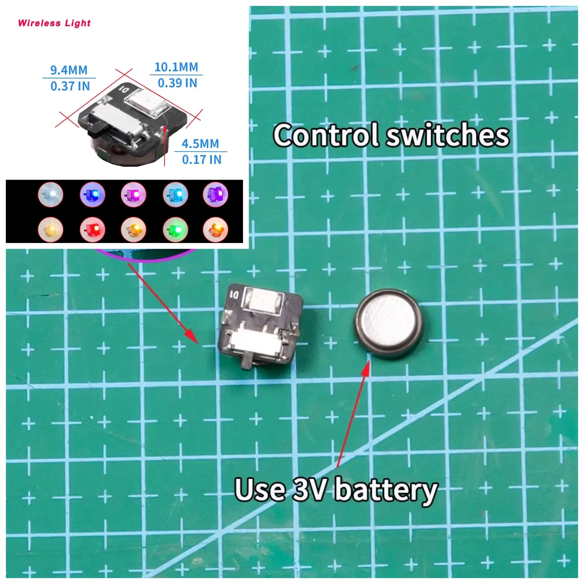 

Miniature Wireless LED Lamp Light Model with ON-off Switch Toys for DIY Modelling/Cars/Robots//Diorama with CR927 Battery 1pc