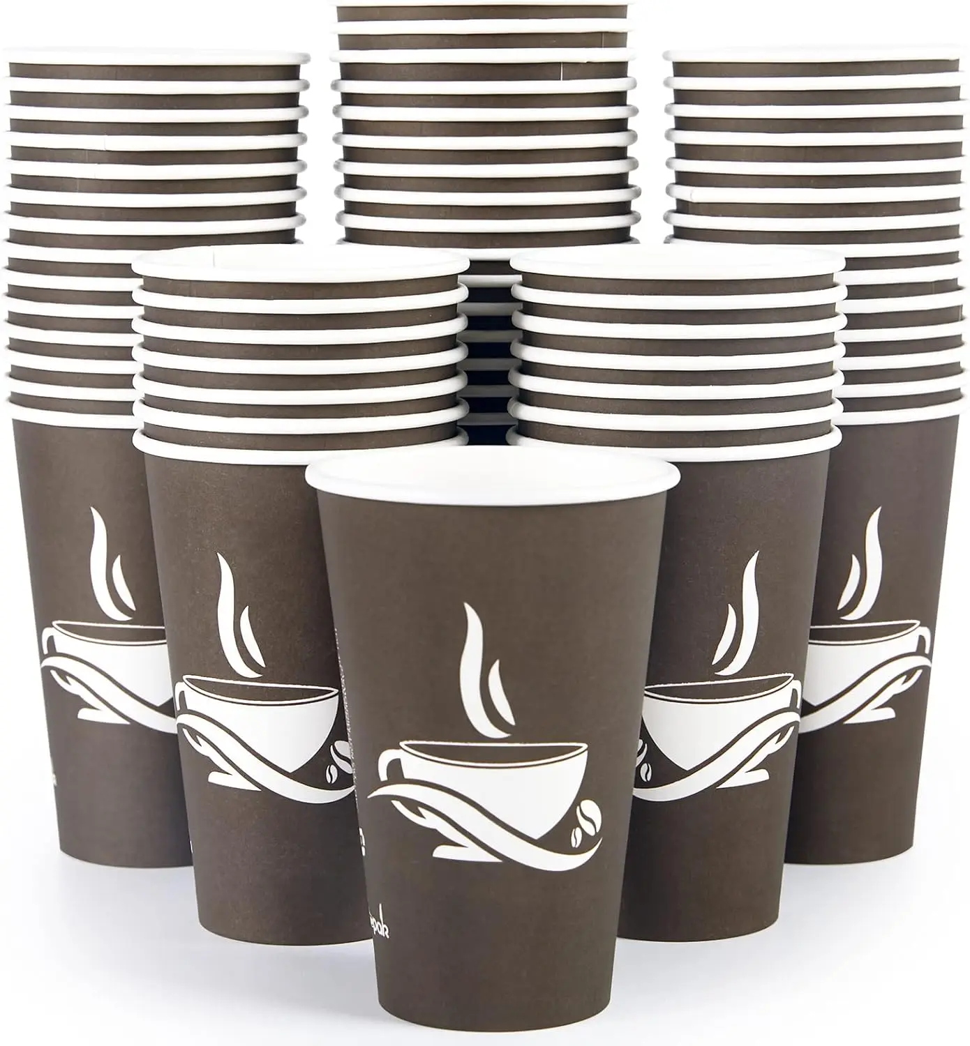 

210 Pack 16 oz Paper Cups, Brown Disposable Hot Coffee Cups for Party, Picnic, Travel, and Events