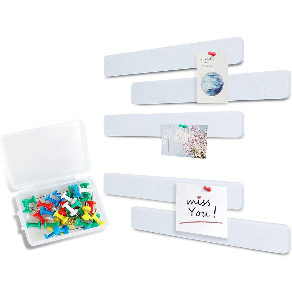 

5Pcs Self-Adhesive Cork Board Strips with Pushpins Bulletin Board Strips for Wall Felt Pin Board Pastes Notes
