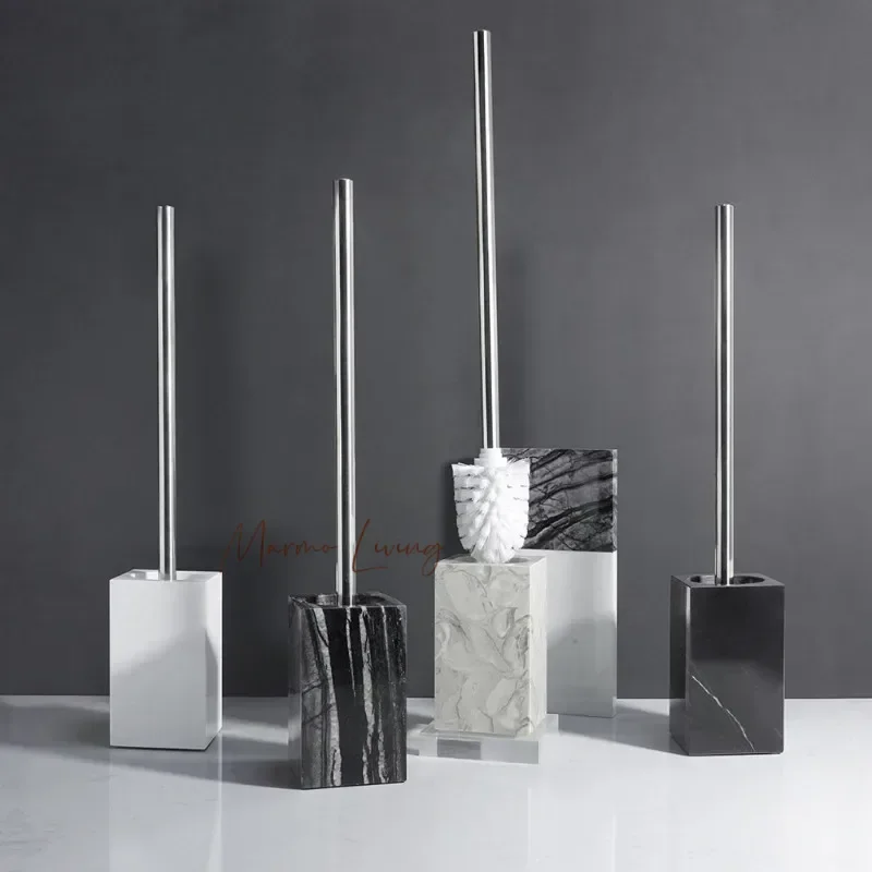 Luxury 100% Natural Marble Toilet Brush with Base for Bathroom