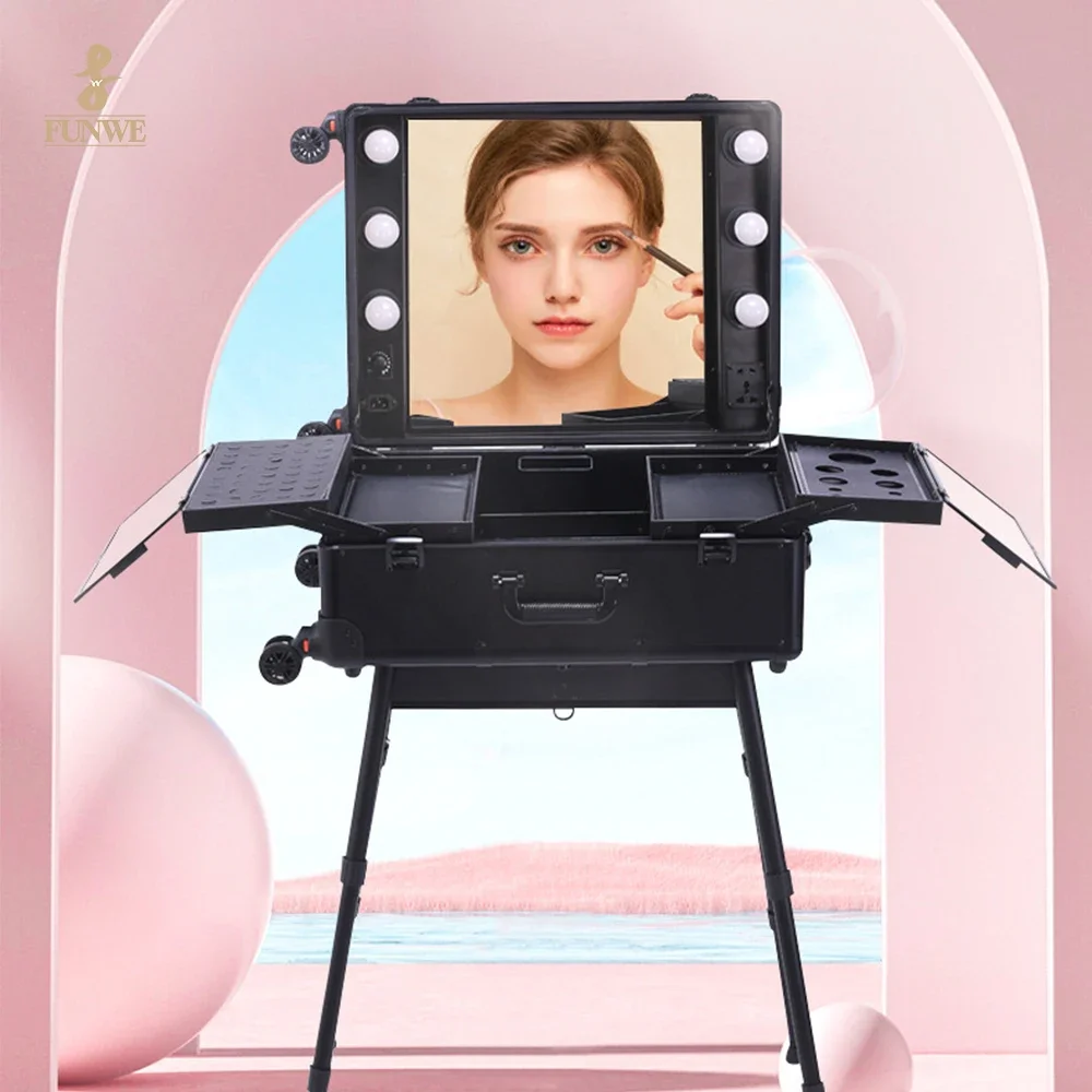 2025/أحدث مخصصة طاولة الأظافر المتداول مسمار البولندية حقيبة للتخزين مانيكير مكتب الألومنيوم عربة مسمار فني الجدول #3