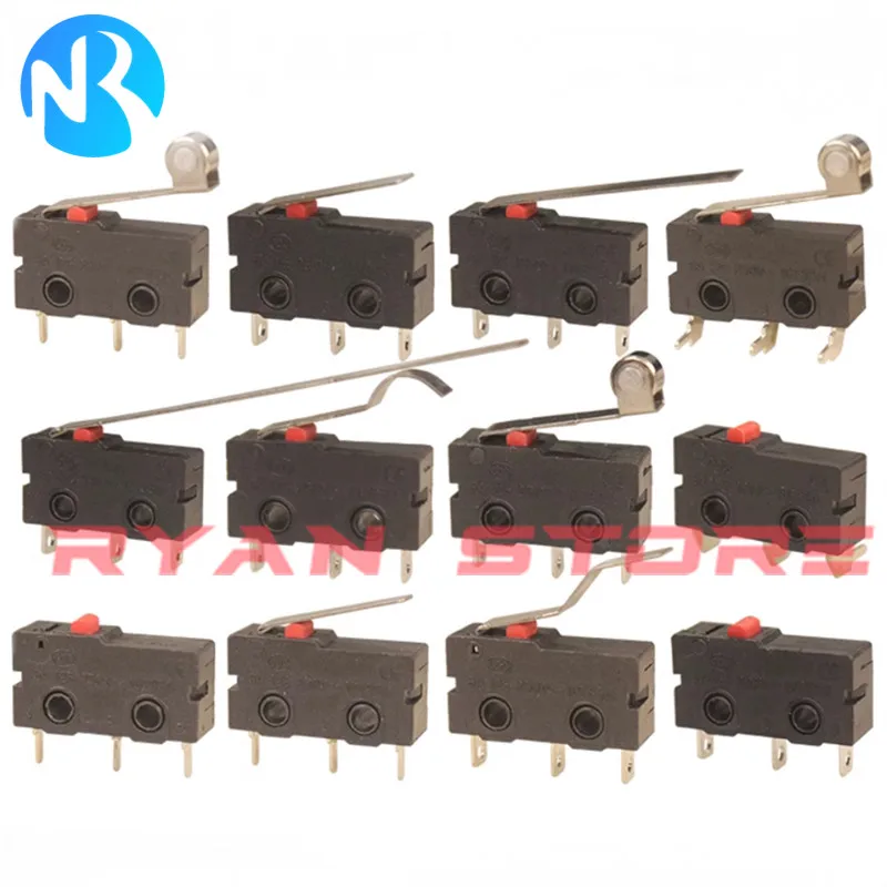 5PCS 100% New KW11 Micro Roller Lever Arm Normally Open Close Limit Switch 2Pin 3Pin 5A  125V 250V KW11-3Z KW11 3Z-A B C D E F H