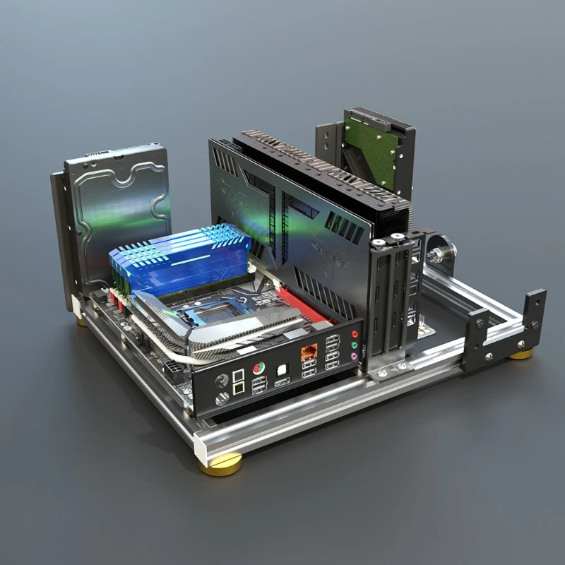 

Open chassis EATX water-cooled ATX large plate aluminum alloy cooling chassis personalized desktop air-cooled matx all aluminum