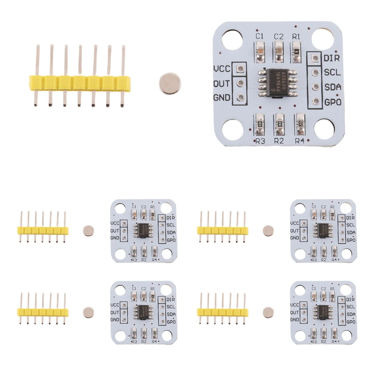 5Pcs AS5600 Magnetic Encoder Magnetic Induction Angle Measurement Sensor Module 12Bit High Precision