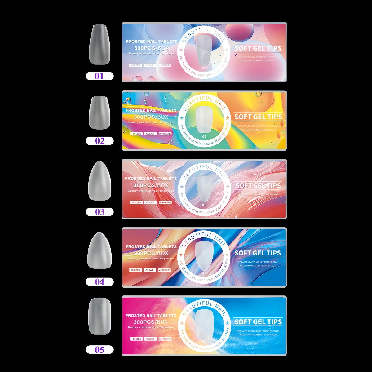 300pcs Translucent Popular Nail Art Tips Wearable Nails Ultra-Thin Seamless Full Matte No Need for Filing Extended False Nail