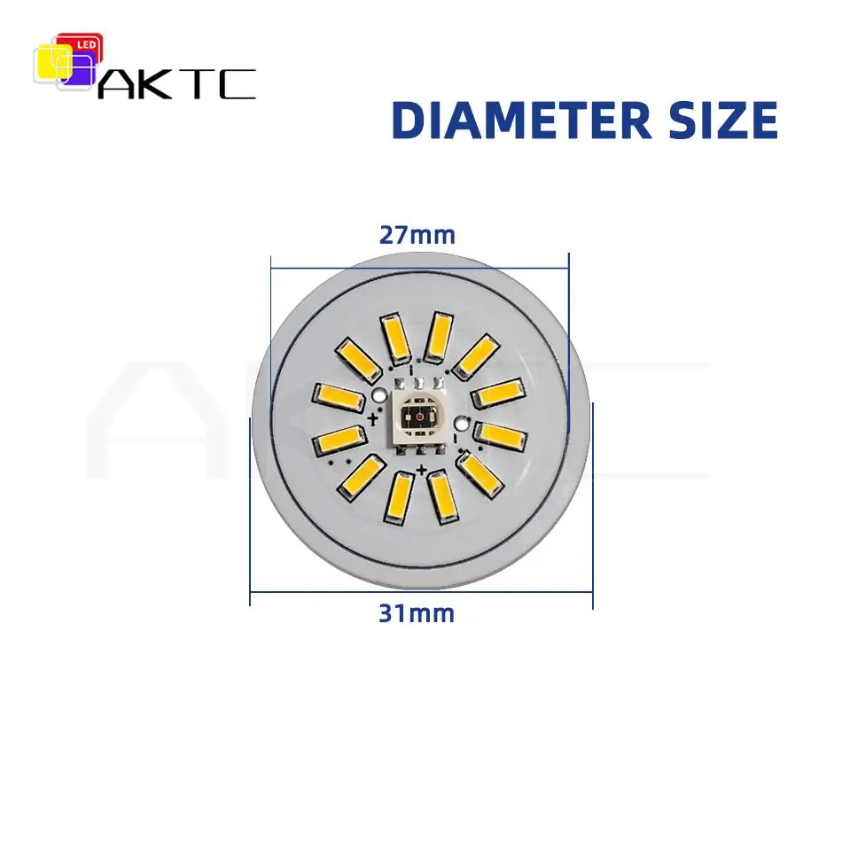 5PCS Round LED Light Board 5V RGB/Colorful Gradient/Single Color 31mm Circular Lamp Plate Compatible USB5V Switch Cable On/Off