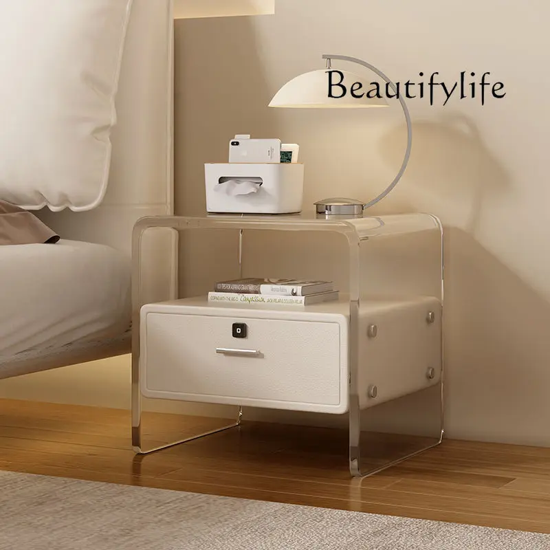 

Acrylic Suspension Transparent Bedside Table Minimalist Cream Style