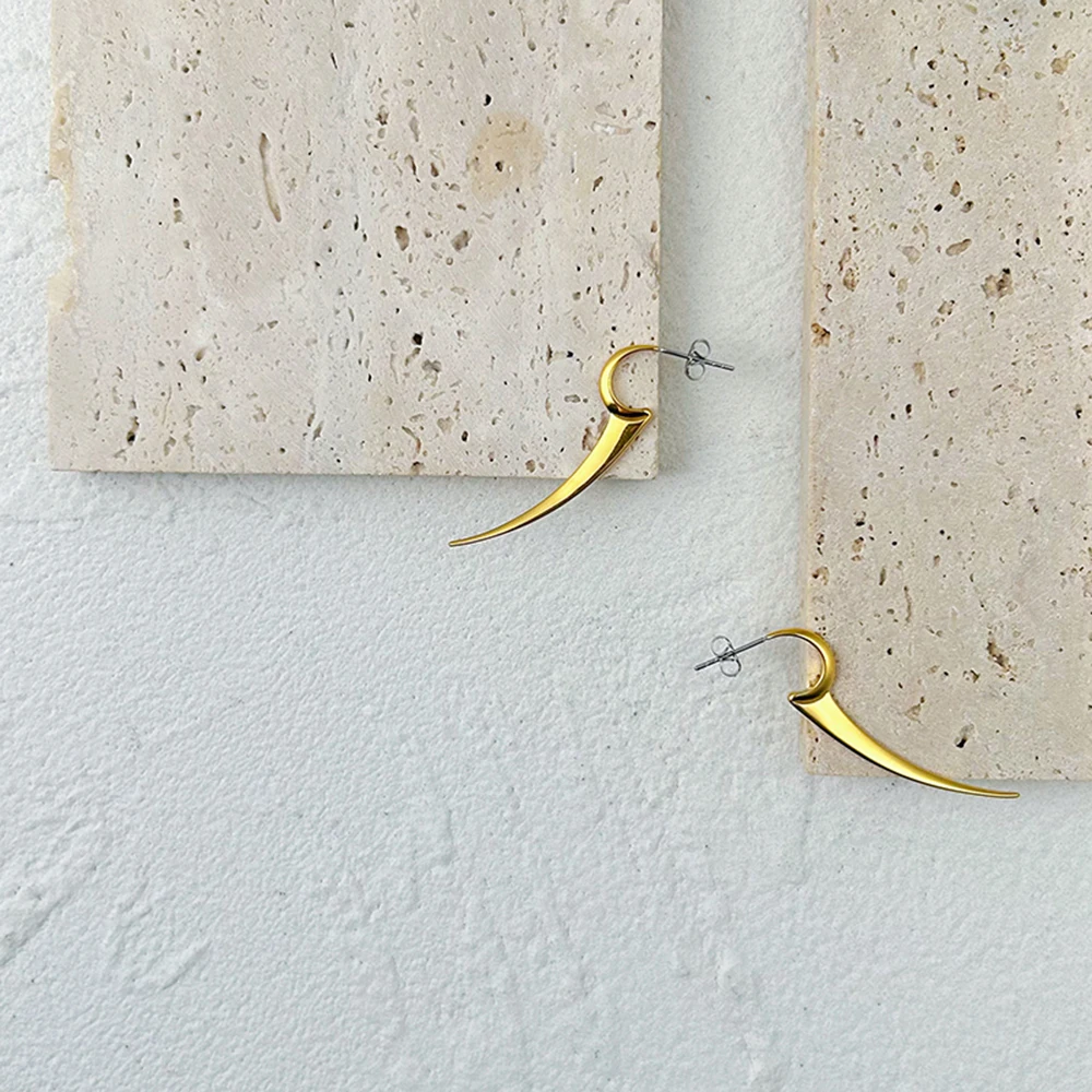 ENFASHION Pendientes C Shape Blade Punk Drop Earrings For Women Stainless Steel Gold Color Earings Fashion Jewelry Dropshipping