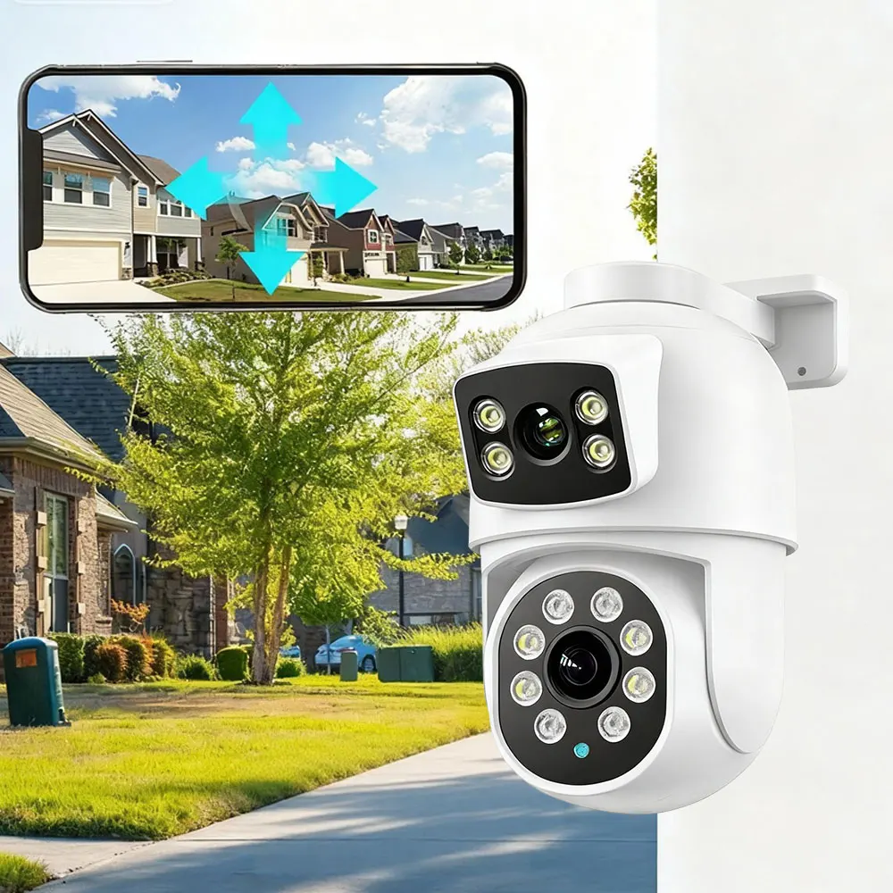 6MP Dual Lens PTZ POE IP Outdoor Camera CCTV Security Two-Way Audio Color Night Video Human Detection Surveillance Xmeye