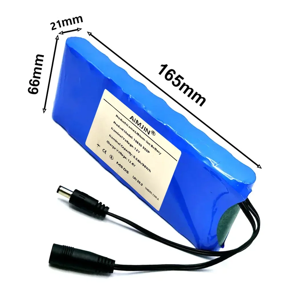 

3s3p with BMS 12V 18650 lithium battery pack 12V 8000mAh ultra large capacity rechargeable battery+ 2A charger
