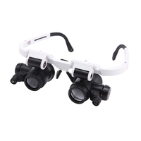 Glasses Magnifier 8X15x23x Head-Wearing Glass with LED Light Headband Lens for Reading Glasses