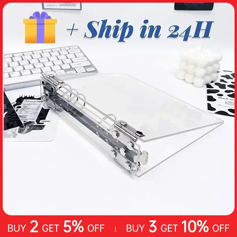 A5 Acrylic Transparent Photo Card Binder, DIY Detachable Binder, Loose-leaf Photo Album, 6 Hole Acrylic Album Kpop Binder