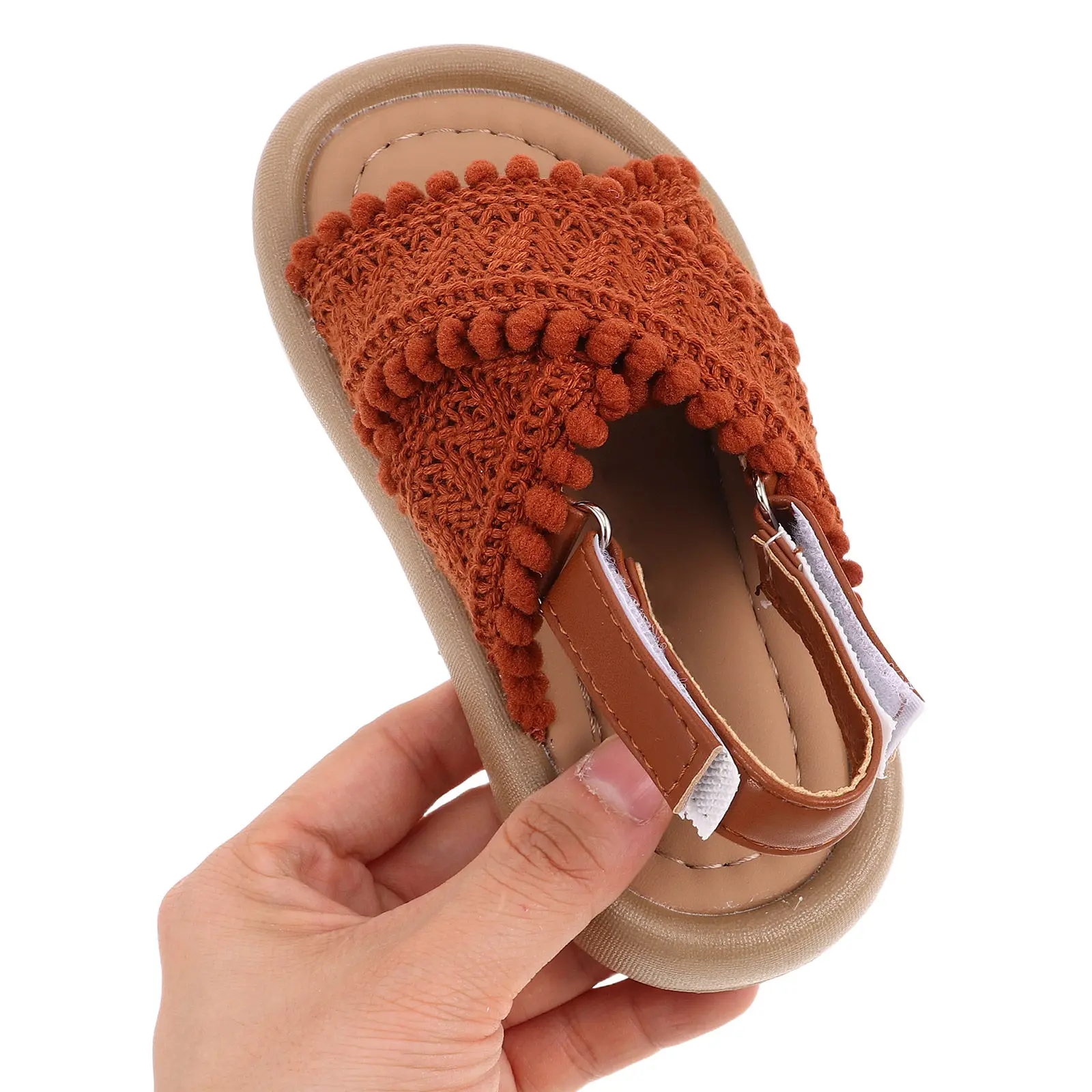 

1 пара сандалий в этническом стиле для девочек, обувь с мягкой подошвой, дышащая сетчатая нескользящая пляжная обувь для улицы, обувь для малышей