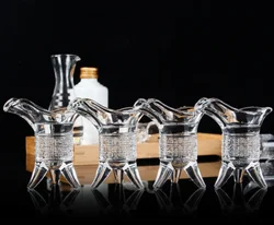 Ancient Emperor Cup Lead-Free Glass Antique Tass Three-Legged Wine Glass Shooter Glass Wine Glass Set Drinking Glasses
