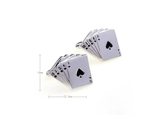 Casino Gambling Poker Design Royal Flush Cufflinks Quality Brass Material Silver Color Cuff Links Wholesale & Retail