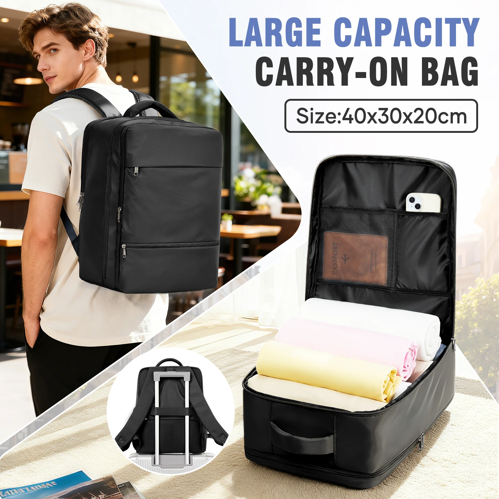 Luggage Backpack Ryanair Hand Luggage 40x30x20,Cabin Bag Travel Backpack for EasyJet Wizzair,Incase Backpack,Men Laptop Backpack