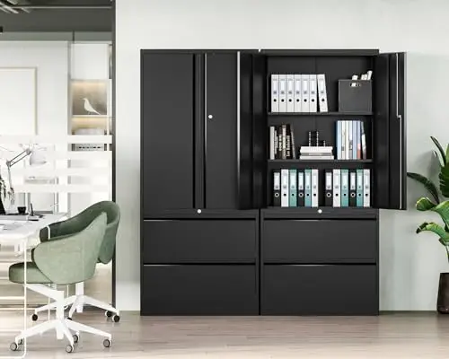 File Cabinet for Home Office, Metal Storage Cabinets with Adjust Shelves and Lock,2 Drawers Filing Cabinets-Hang