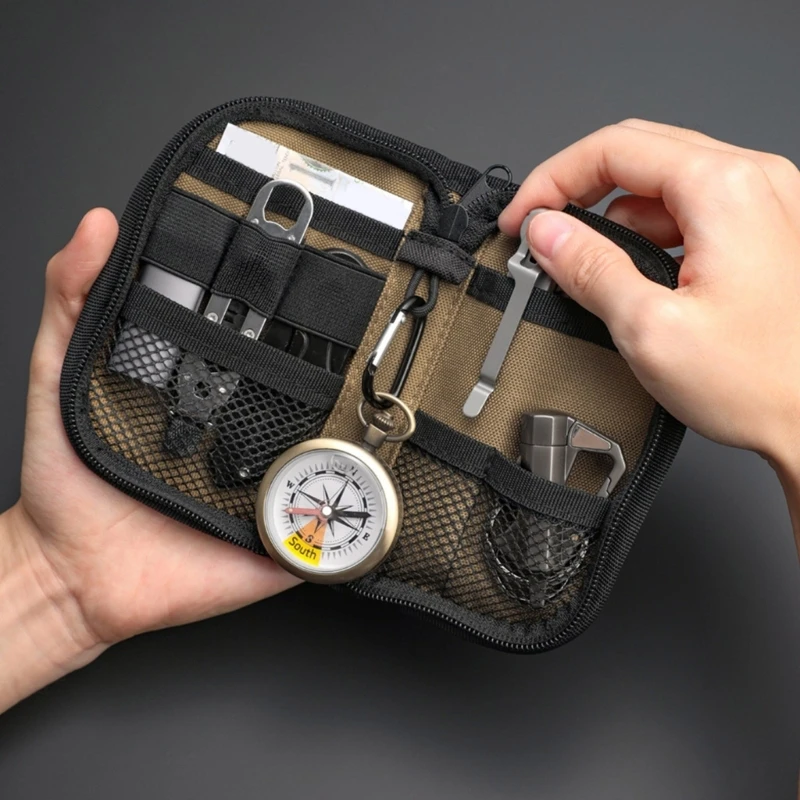 Streamlined Multiple Use Travel Wallet with Multiple Compartment Pockets for Organizing Essential Nylon Card&Tool Holder