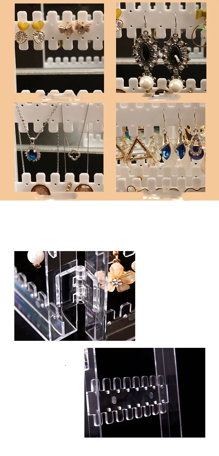 Jewelry Display Rack Necklaces Rings Plastic Folding Holder Large Capacity Bracelets Storage Hanger with Stud Earrings Holes