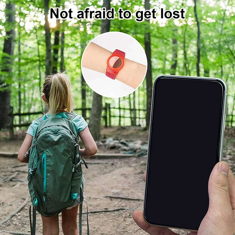 5X Kid Wristband Compatible With Apple Airtag, Protective Case For Air Tag GPS Tracker Holder With Nylon Bracelet C