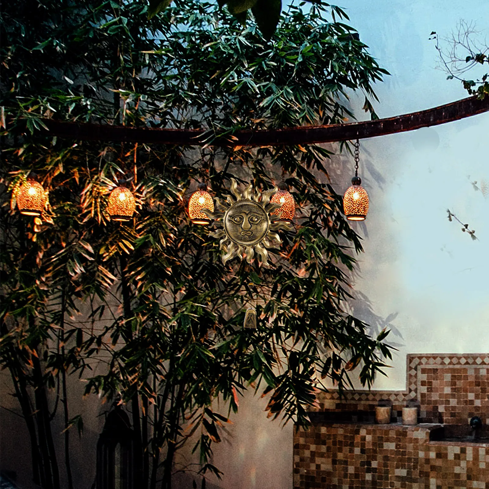 

Outdoor Wind Chime Design Metal Bell for Patio Lawn Garden Decor Retro Hanging Charm with Soothing Sound