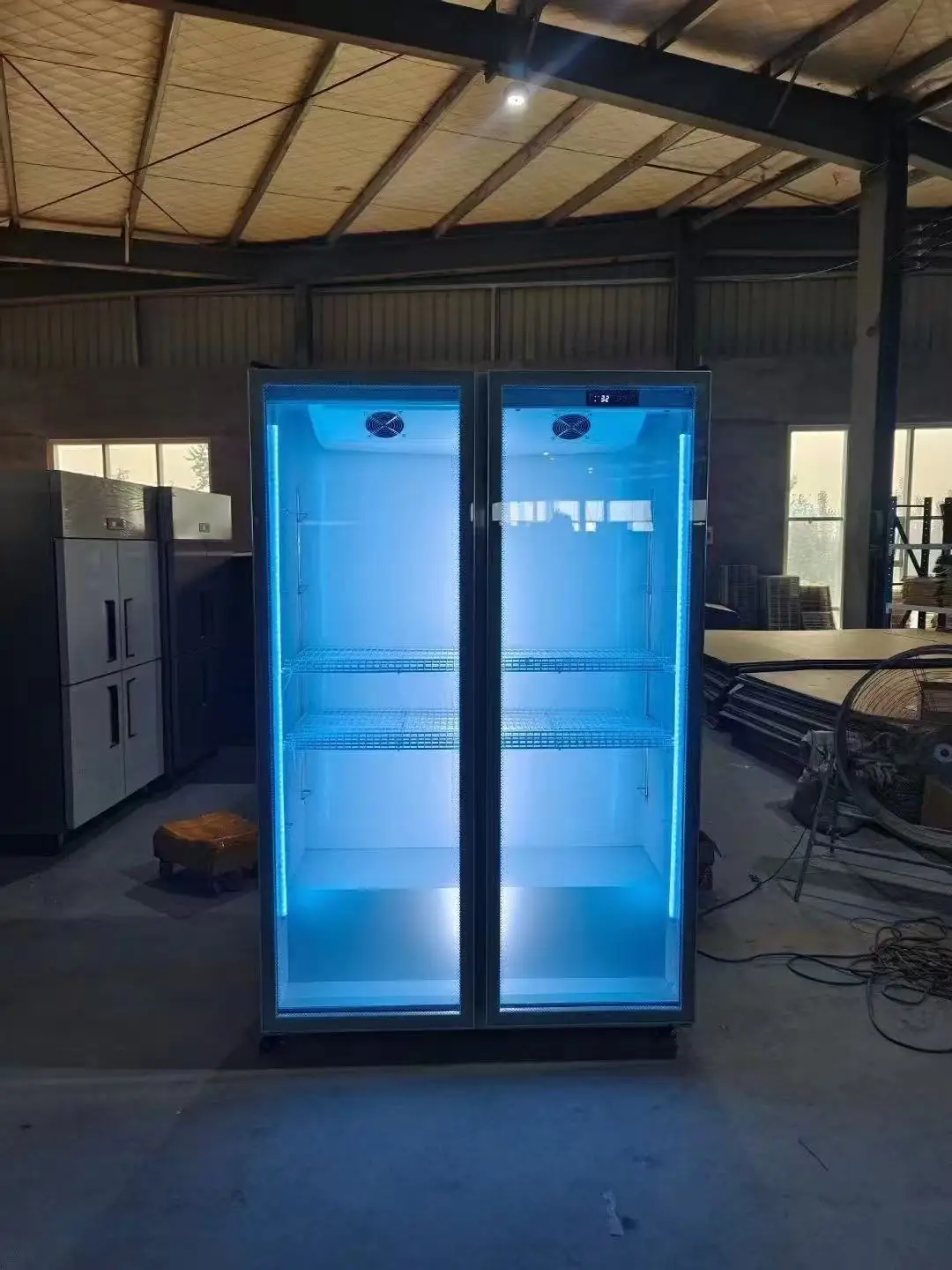 Upright Bar beer freezer display Juice Cooler Electric 220V Refrigeration Glass Air-Cooled Showcase with Auto Defrost