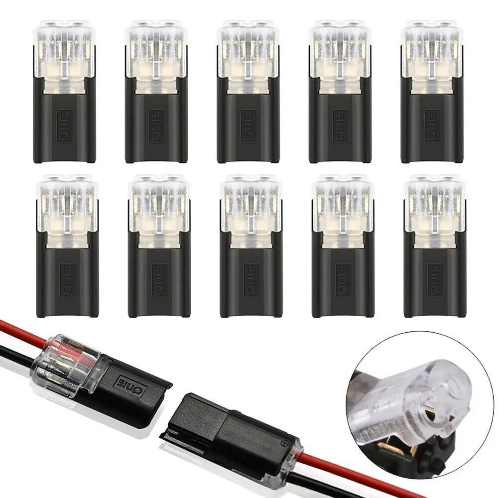 10pcs 2pin Pluggable Wire Connector Spring Scotch Lock 18-24AWG Wire Quick Splice Connectors Led Light Cable Crimp Terminals