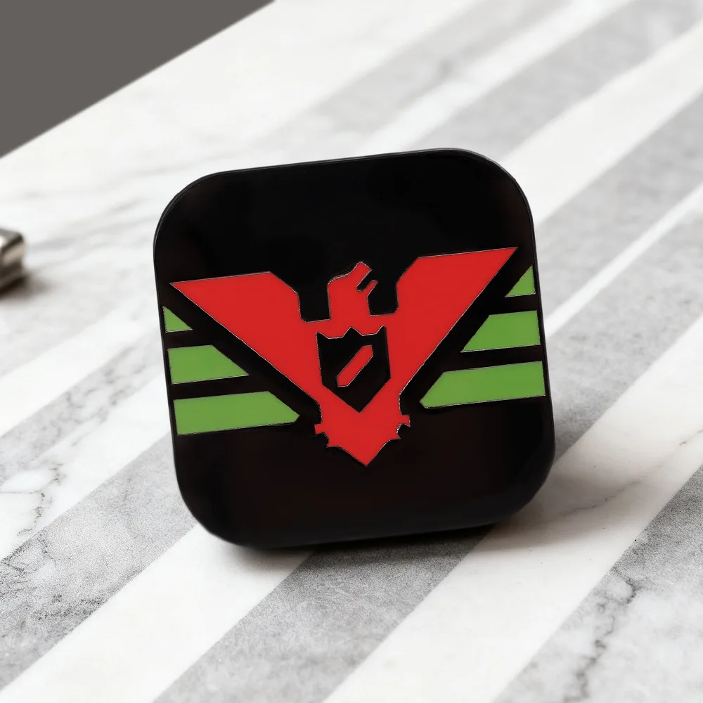 Abstract Crest Symbol Lapel Pin Square Black Base Enamel Brooch Eagle Shield Totem Badge for Clothing Bag Gamer Small Present