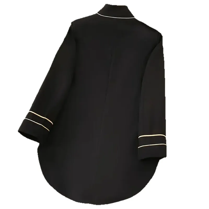 سترة أنيقة بياقة واقفة وأكمام طويلة ملابس خارجية مكتب سيدة ربيع الخريف موضة أنيقة الذيل معطف للنساء 2025 بلايز #4