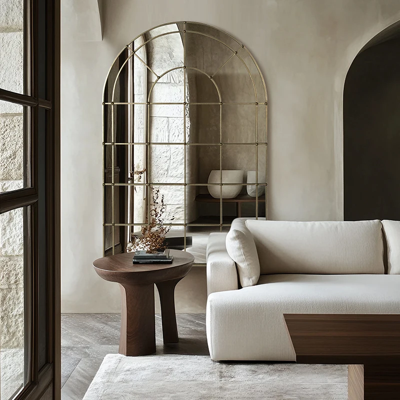 مرآة ذهبية فاخرة لغرفة المعيشة الحديثة ديكور مخصص الشمال مرآة الطابق الجمالية حديقة إنفينيتي شبيجل العصا المنتجات المنزلية