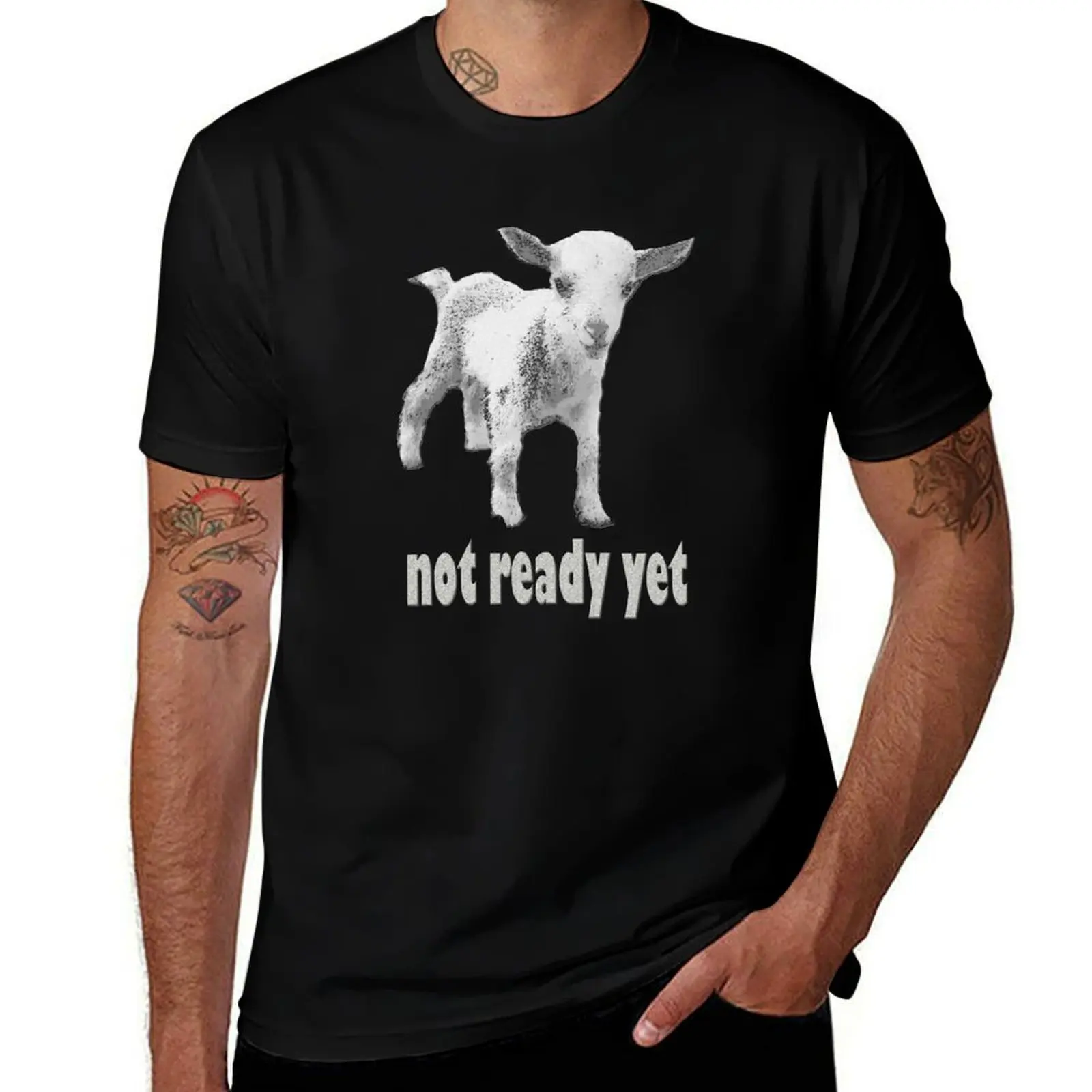 Severance Goat Not Ready Yet White T-Shirt Casual Minimalist Short Sleeve Top