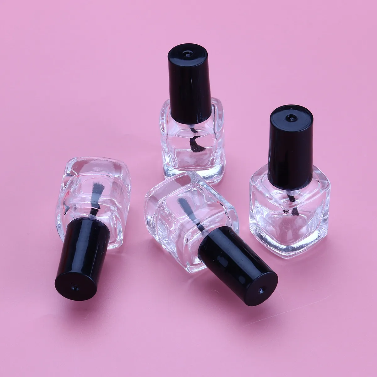 5pcs 10ml Empty Clear Glass Nail Polish Bottles with Brush & Seamless Cap for DIY Nail Art, Portable Refillable Containers