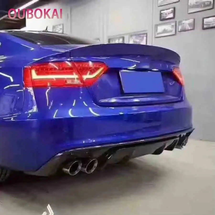 For Audi A5 Coupe 2009-2011 Regular Four-door Carbon Fiber Car Rear Bumper Diffuser Rear Splitters Spoiler Back lip body kit view 3