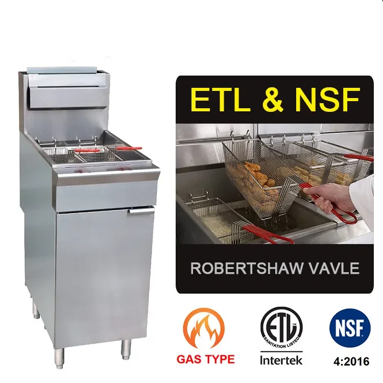 

Сертификат ETL, китайская фабрика FHT, коммерческая газовая фритюрница с двумя баками, 35 л, для жарки курицы, для оптовиков