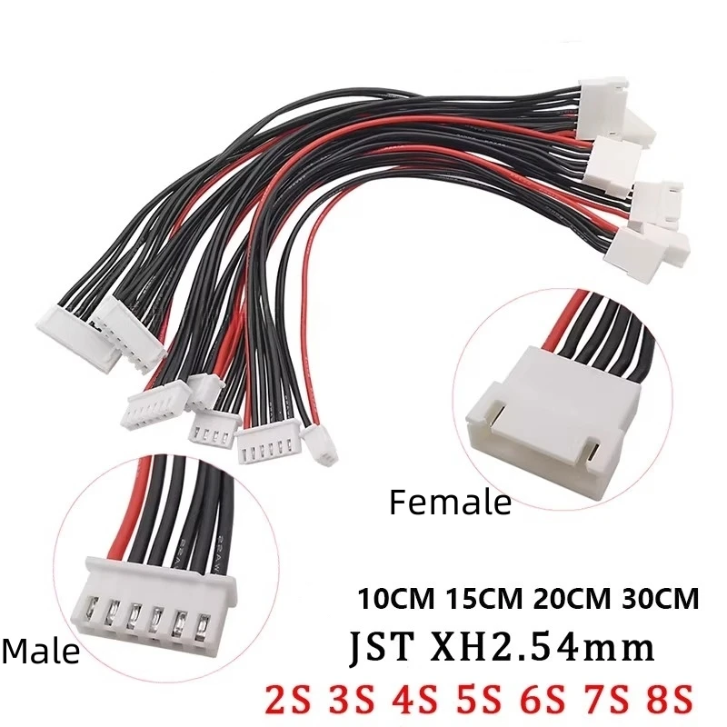 5pcs/lot JST-XH 1S 2S 3S 4S 5S 6S 20cm 22AWG Lipo Balance Wire Extension Charged Cable Lead Cord for RC Lipo Battery Charger