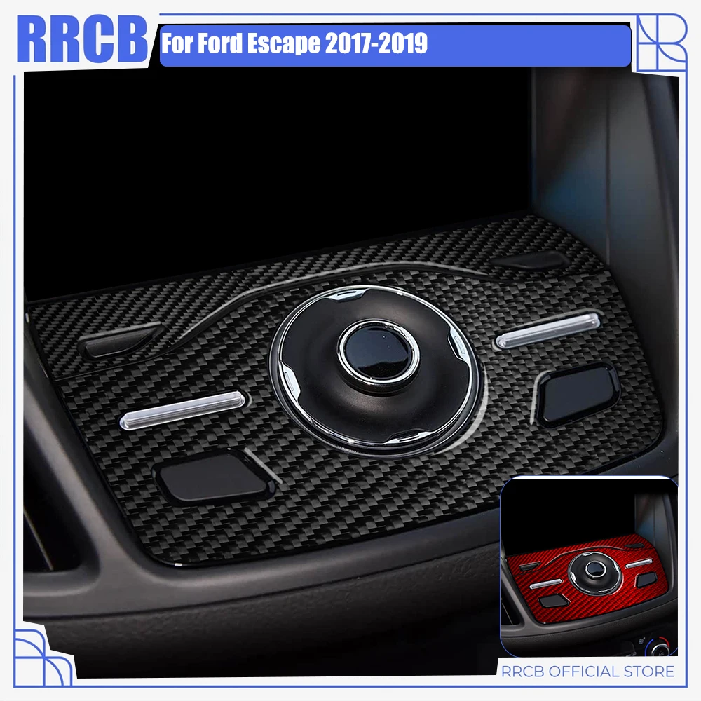 For Ford Escape 2017 2018 2019 Soft Real Carbon Fiber Navigation Panel Trim 2PCS Sporty Style Car Styling Sticker