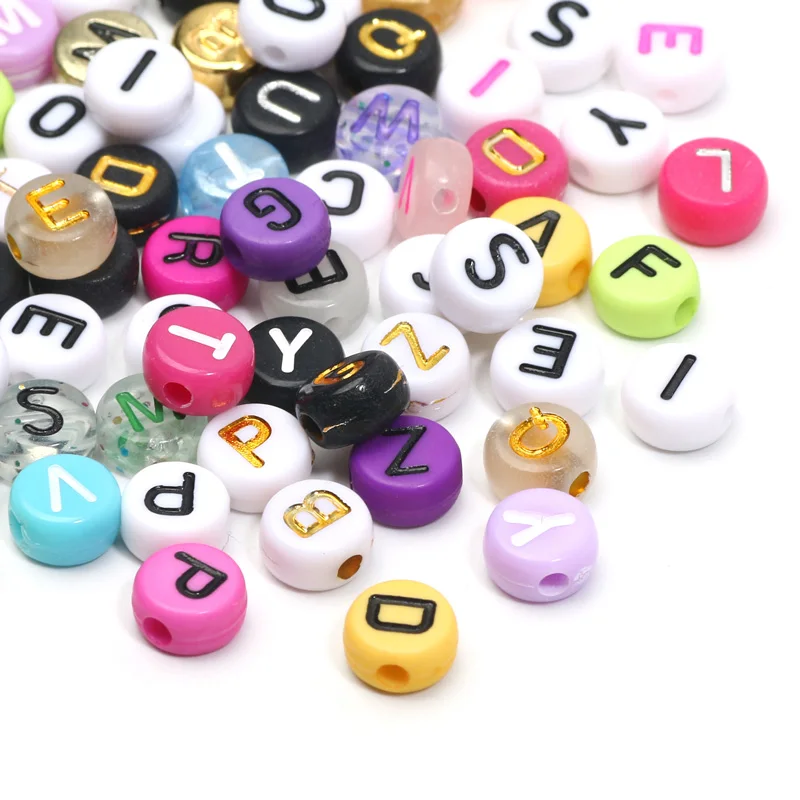 Random Mix Colored 4x7mm Round Acrylic Beads Loose Letters Beads For Jewelry Making DIY Earrings Necklaces Bracelets Accessories