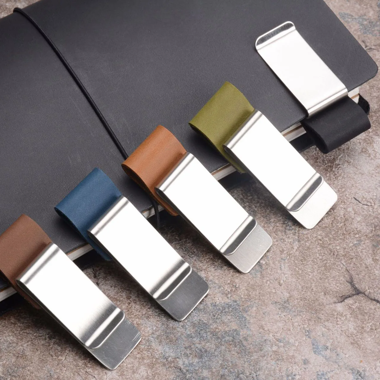 Clip de stylo en laiton et cuir, clip de stylo en métal série Crazy horse/Wax accessoires de carnet de voyage