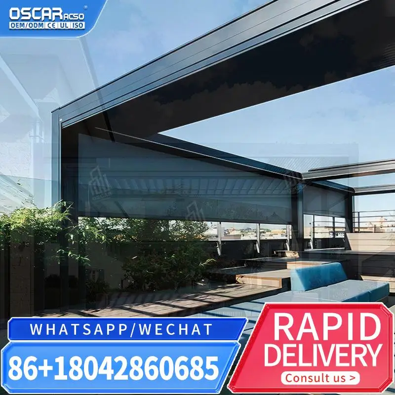 8x8 Automatic Aluminum Shading Structure for Garden Patio Balcony pergolas