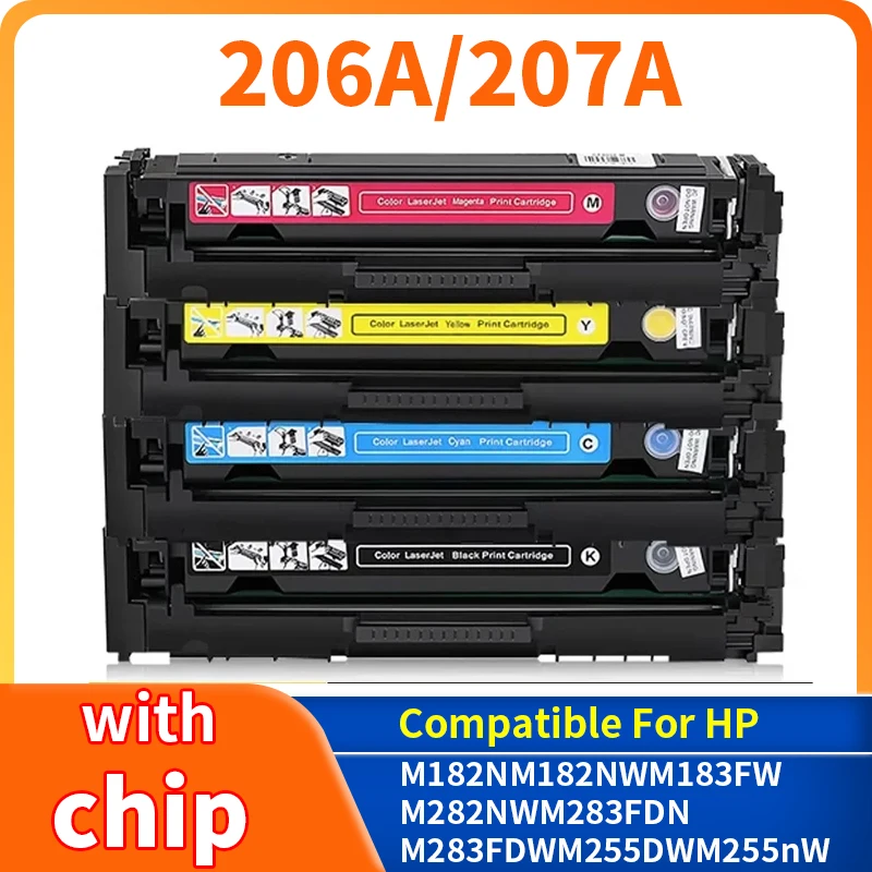 206a 206X 207a W2110A Toner Cartridge Compatible for HP Laserjet Pro M255 M255dw M255nw MFP M282nw M283fdw Printer (No Chip)
