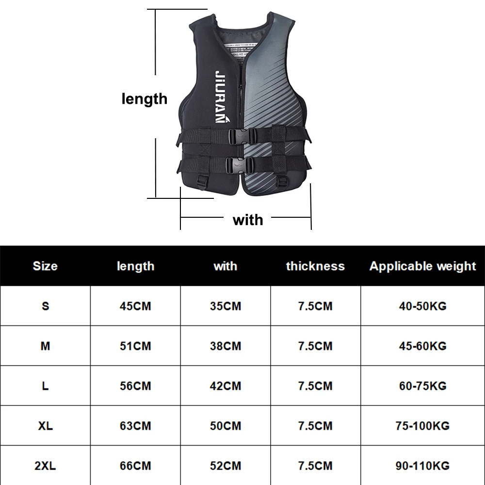 Gilet de sauvetage en néoprène pour enfants et adultes, sports nautiques, pêche, kayak, canotage, sécurité à la natation, gilet de flottabilité,