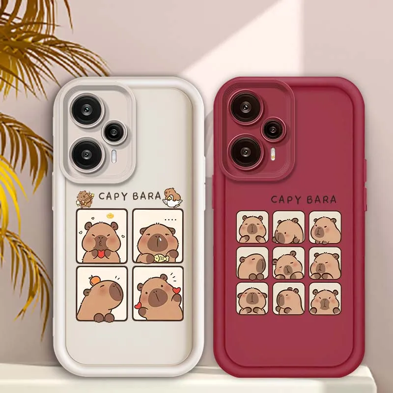 

Art Capybara Cartoon For Xiaomi Mi Poco X3 X4 X5 X6 X7 M4 M5 M5s M6 M7 F4 F5 F6 Pro GT Plus 5G Eye Ladder Phone Case