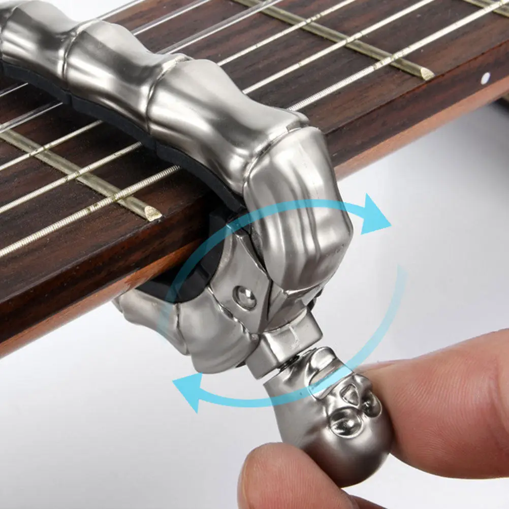 

Изысканный металлический каподастр в форме черепа для гитары и укулеле, регулируемый зажим Sandhi, надежный, быстросъемный, для изменения тона