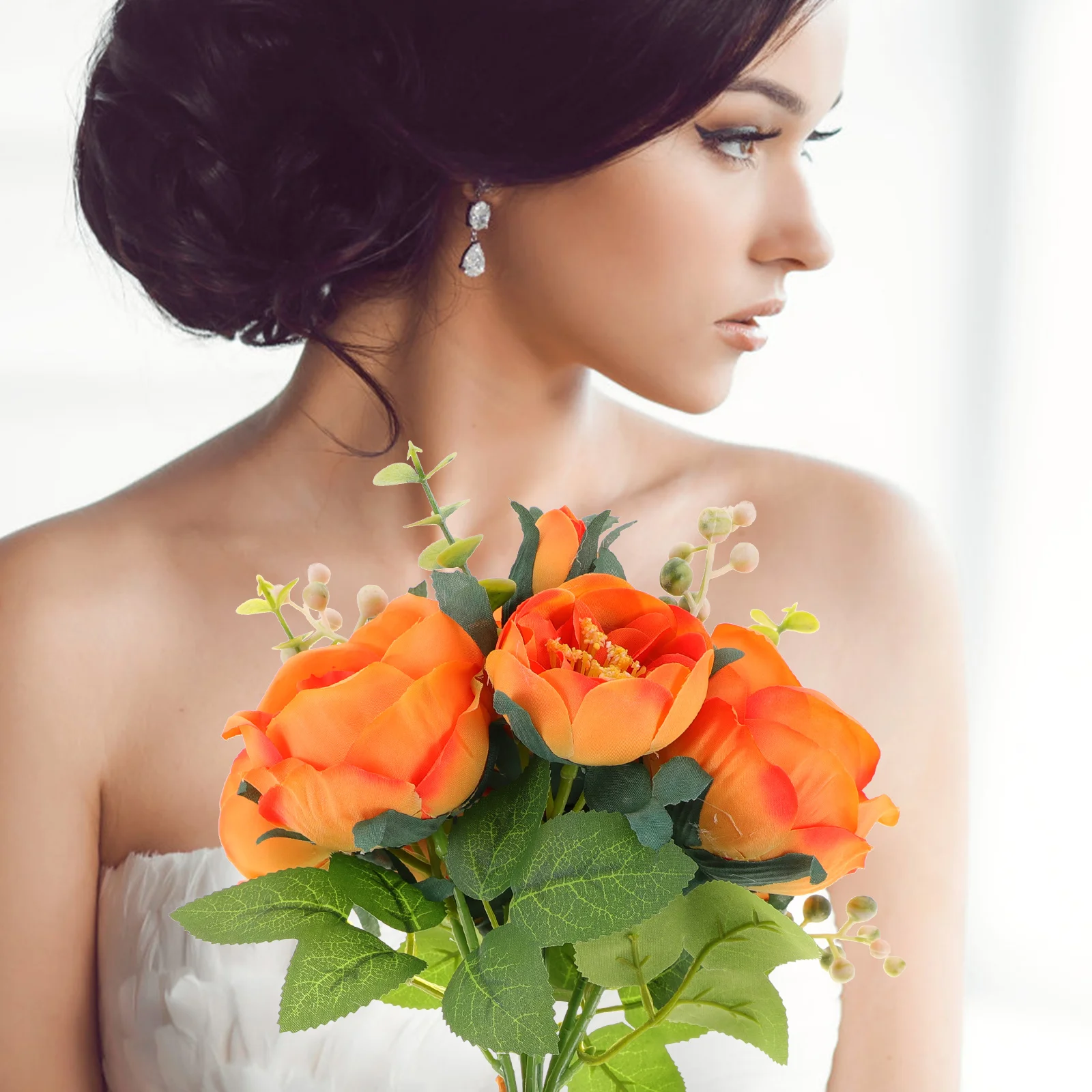 

Artificial Flower Wedding Decor Bride Bridal FlowersH held Wedding Bouquets For Bride Bouquet Realistic Vivid Home Decor
