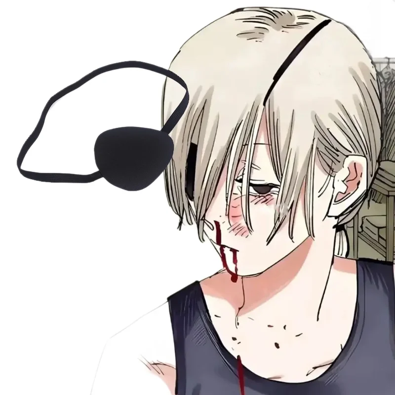 หน้ากากปิดตา Chainsaw Man ของ Quanxi อุปกรณ์คอสเพลย์สำหรับผู้ชายและผู้หญิง สีดำ ปิดตาข้างเดียว สำหรับงานคอมมิคคอนและการแสดงบนเวที