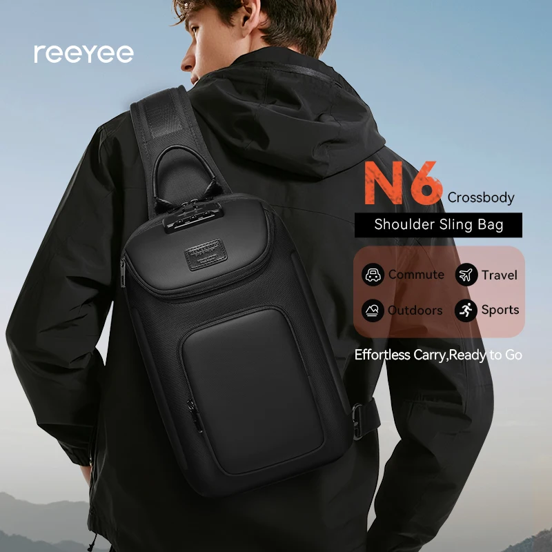 

ReeYee N6 6L Sling Chest Bag, Combination Lock Security Crossbody Pack, Unique Design with Smart Organization Compartments
