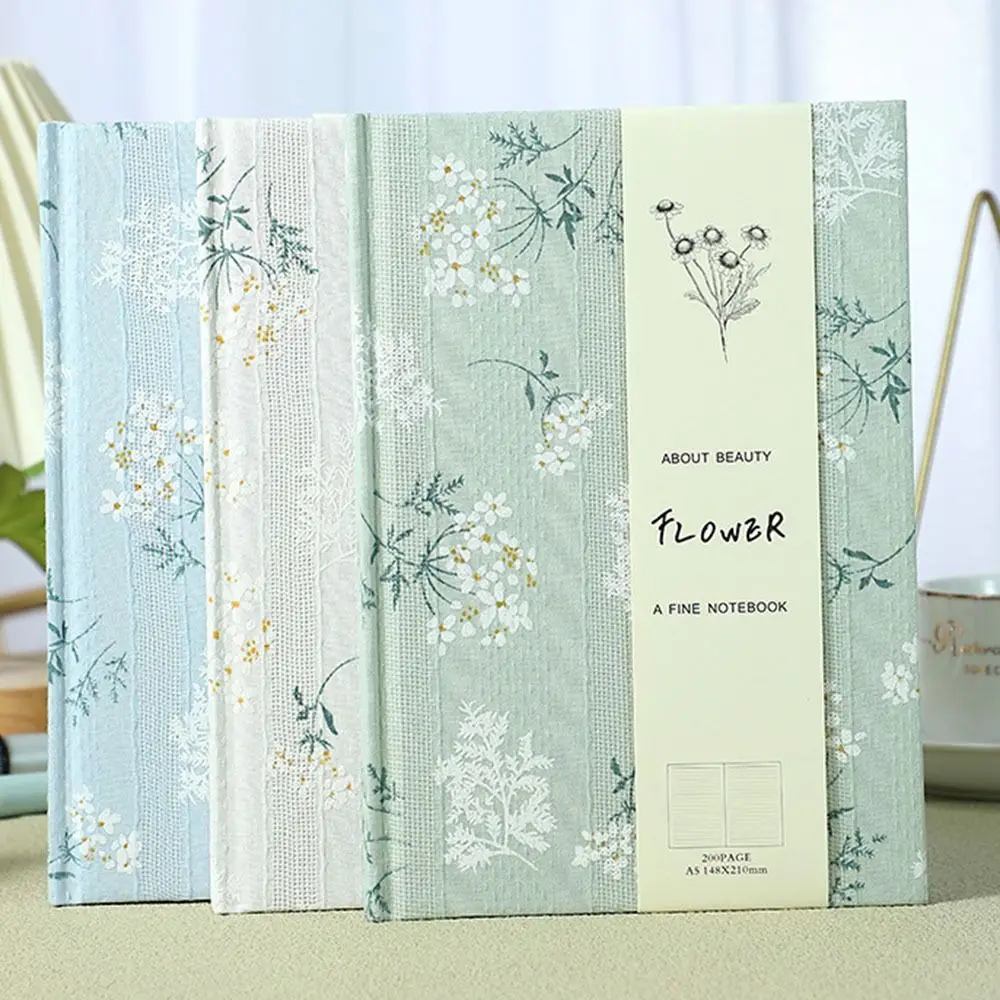 Stylish A5 Cloth Notebook Compact Fabric Cover A5 Hand Ledger Morandi Thick Embroidered Notebook for Going Back to School