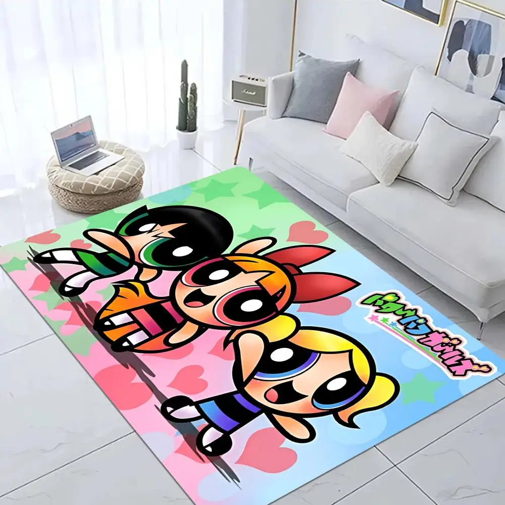 P-Powerpuff-GirlS Floor Mat Bathroom Mat Kids Room Bedroom Decoration Balcony Anti-Slip Doormat Living Room Welcome Rug