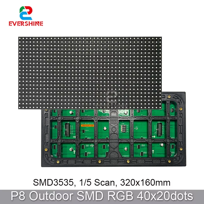 

P8 SMD3535 Outdoor LED Full Color Panel 1/5Scan 320x160mm 40x20 Pixels Module for Video Display Screen Wall